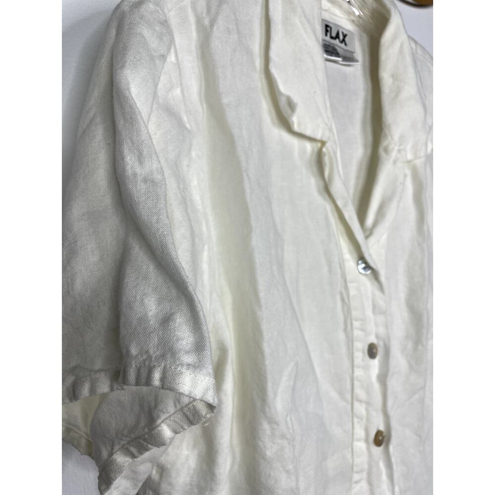 Flax women's white linen button down shirt M - Picture 5 of 6